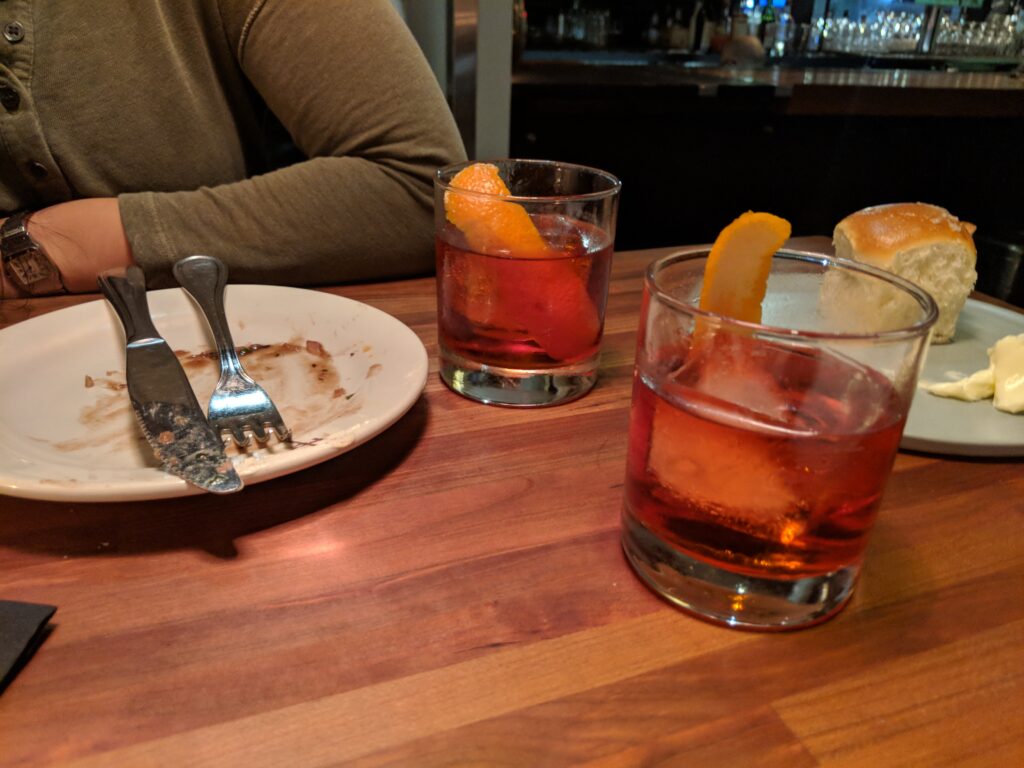 Dueling negronis circa 2017. Holeman & Finch Public House. Atlanta, GA.